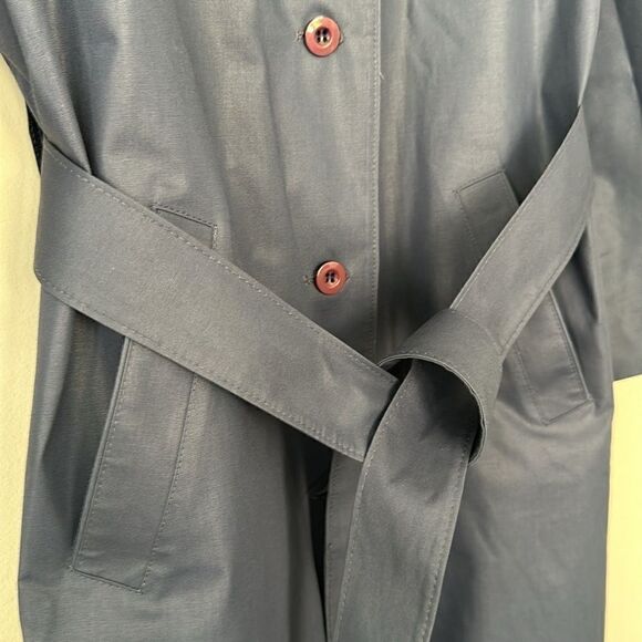 London Fog Blue Trench Coat 12 Petite - Picture 3 of 7